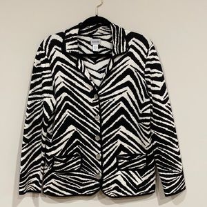 Chico’s Silk Blend Zebra Print Knit Blazer